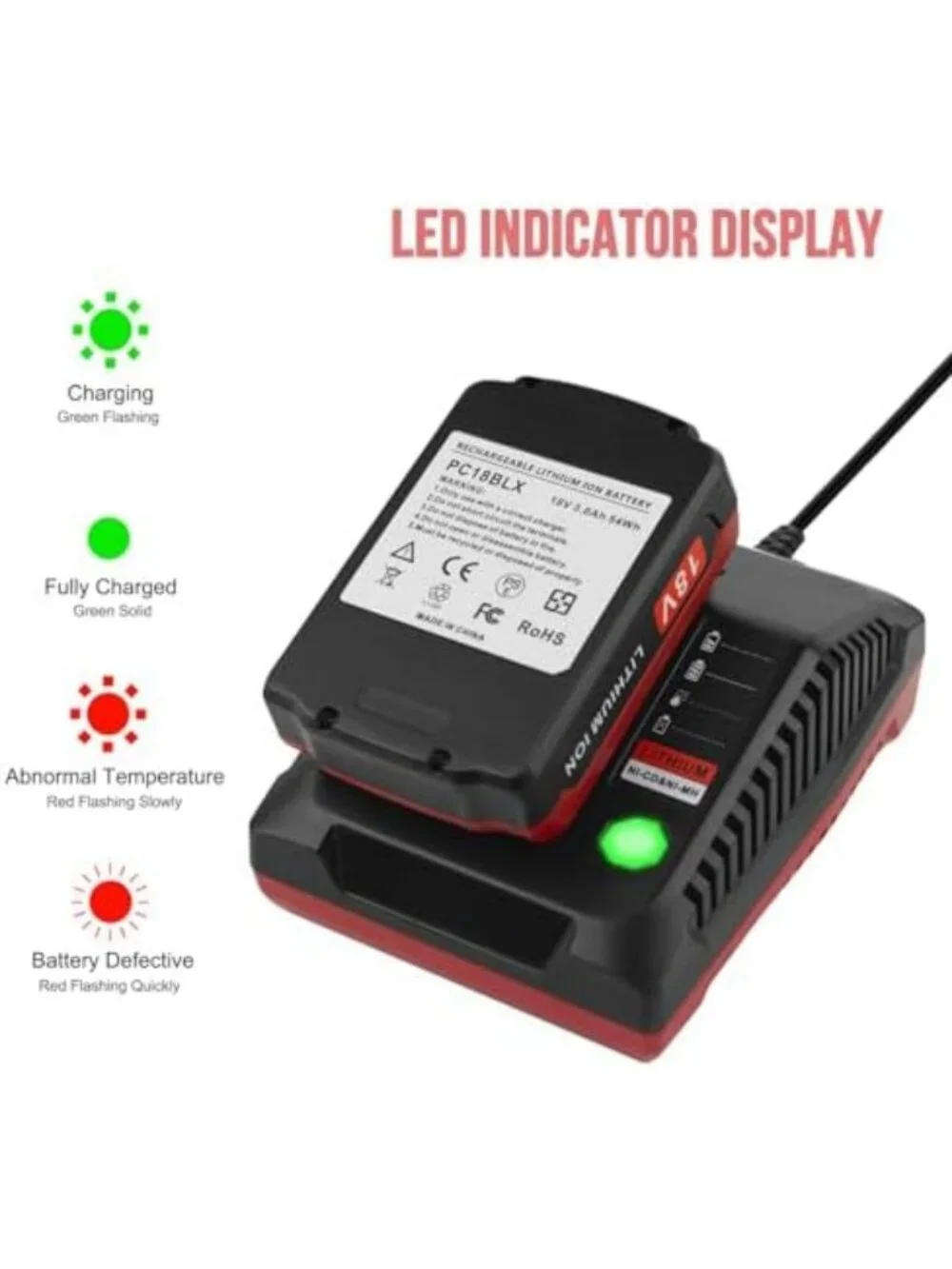 2 Packs 18V Lithium Batteries & Charger for Power Tools - Compatible & Reliable